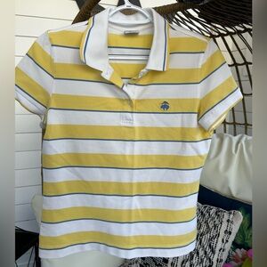Brooks Brothers Yellow and White Polo Preppy Shirt Medium